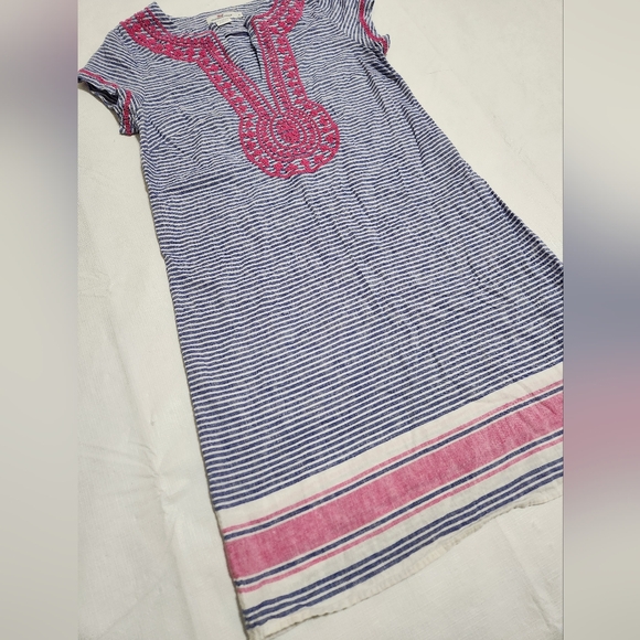 Women's Vineyard Vines Striped Embroidered Linen Tunic Dress Size 2 - Picture 2 of 6